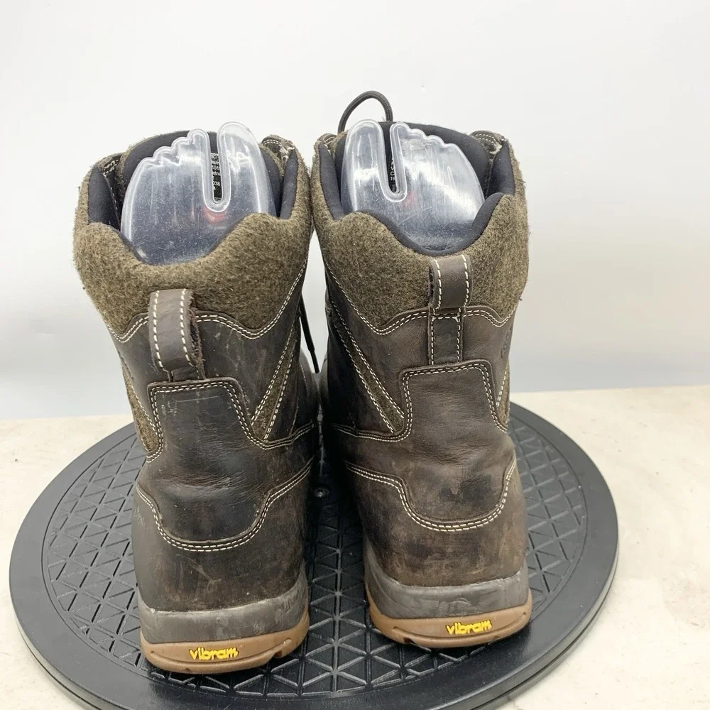 LL Bean Storm Chaser Boots Men Size 14 Shoes Brown Leather Rubber Mid Top Tie